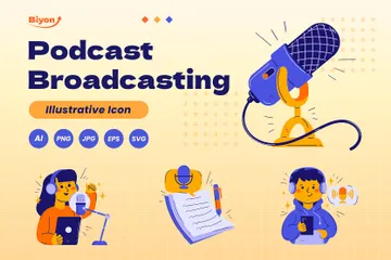 Transmissão de Podcasts Pacote de Ilustrações