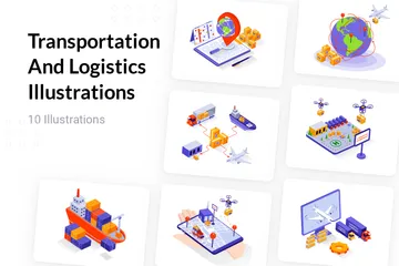 Transport et logistique Pack d'Illustrations