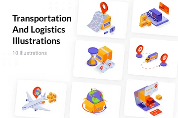 Transport und Logistik Illustrationspack