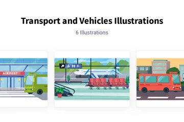 Transportes e Veículos Pacote de Ilustrações