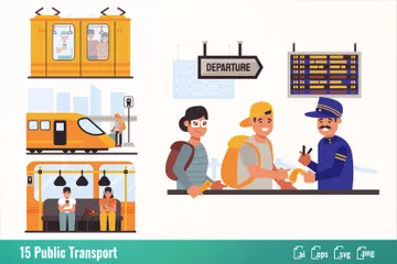Transporte público Paquete de Ilustraciones