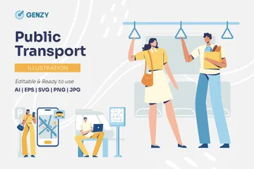 Transporte público Pacote de Ilustrações