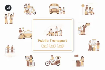 Transporte público Paquete de Ilustraciones