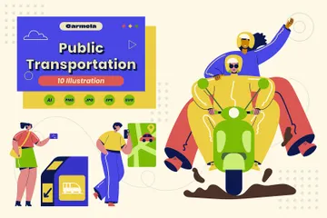 Transporte público Paquete de Ilustraciones