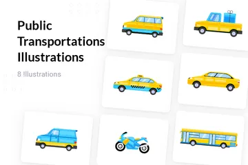 Transports publics Pack d'Illustrations