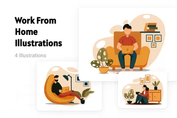 Travail à domicile Pack d'Illustrations