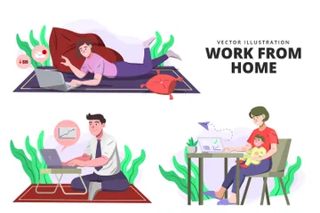 Travail à domicile Pack d'Illustrations