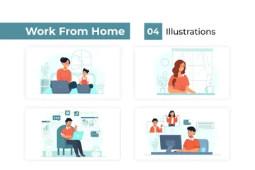 Travail à domicile Pack d'Illustrations