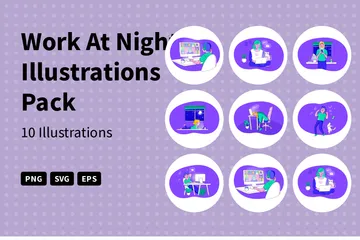 Travailler la nuit Illustration Pack