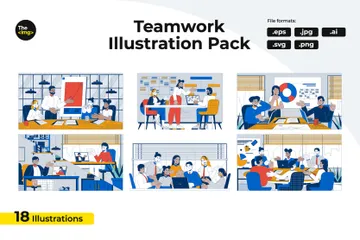 Travail en équipe Pack d'Illustrations