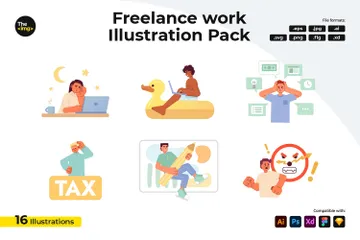 Du travail en indépendant Pack d'Illustrations