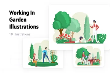 Travailler dans le jardin Pack d'Illustrations