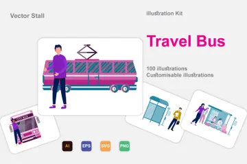 Travel Bus Illustration Pack