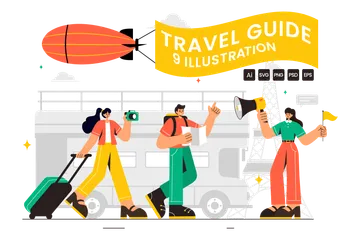 Travel Guide And Tour Illustration Pack