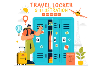 Travel Locker System Illustration Pack