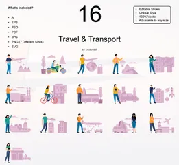 Travel & Transport Illustration Pack