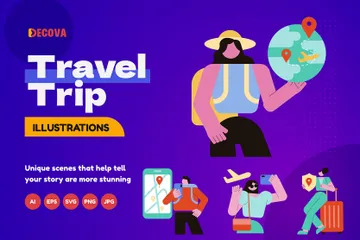 Travel Trip Illustration Pack