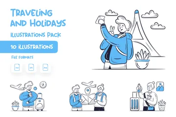 Traveling And Holidays Illustration Pack