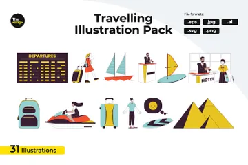 Travelling Alone Illustration Pack