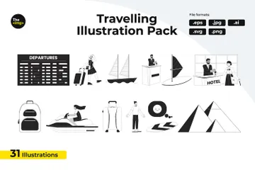 Travelling Alone Illustration Pack