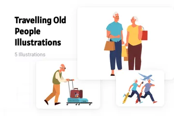 Travelling Old People Illustration Pack