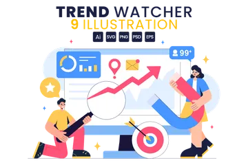 Trend Watcher Analysis Illustration Pack