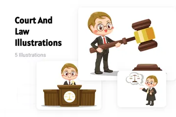 Tribunal et droit Pack d'Illustrations
