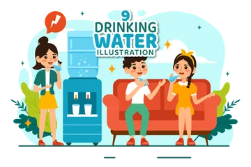 Wasser trinken Illustrationspack