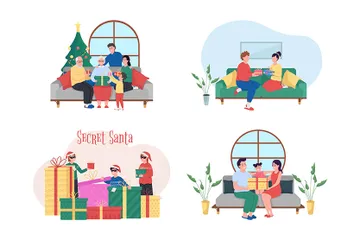 Troca de presentes de Natal Illustration Pack