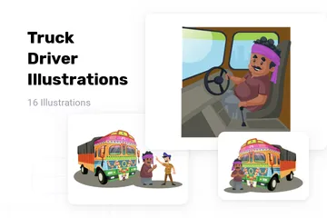 Truck Driver Illustration Pack