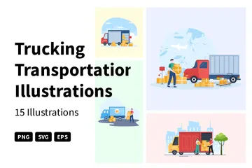 Trucking Transportation Illustration Pack