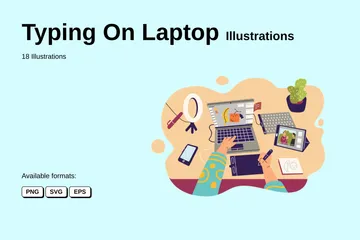 Typing On Laptop Illustration Pack