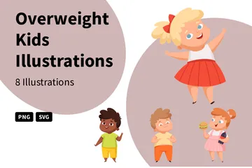 Übergewichtige Kinder Illustrationspack