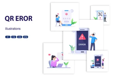 Überprüfung fehlgeschlagen und QR-Fehler Illustrationspack