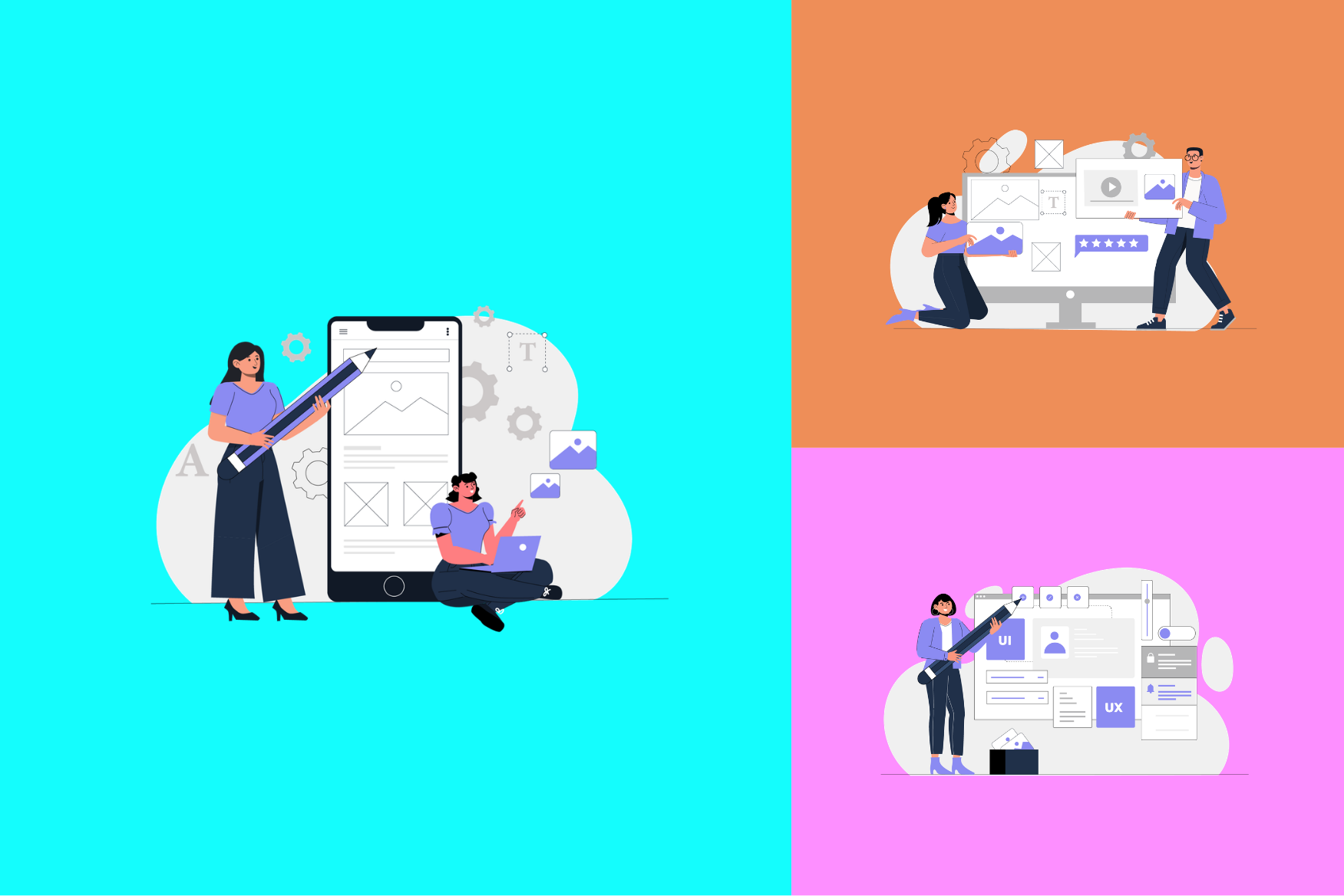 UI UX Design Illustration Pack - 4 Free Download Design & Development ...