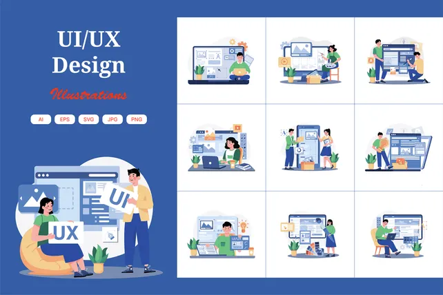 Premium UI/UX Designer Illustration pack from Design & Development ...