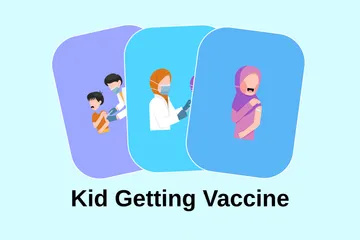 Enfant se faisant vacciner Pack d'Illustrations