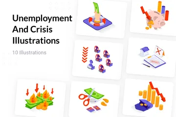 Unemployment And Crisis Illustration Pack