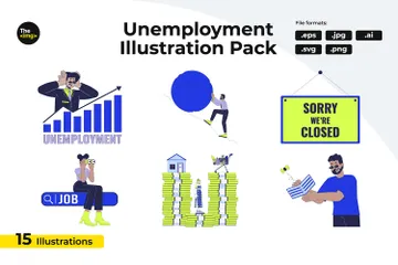 Unemployment Growth Illustration Pack