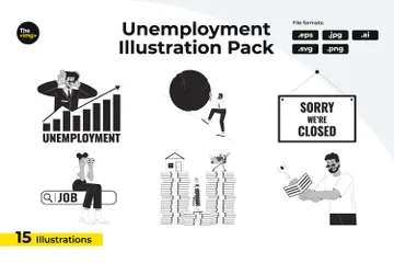 Unemployment Growth Illustration Pack