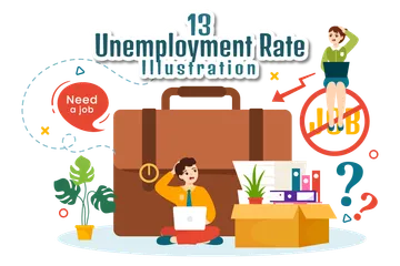 Unemployment Rate Illustration Pack