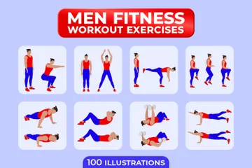 Allenamento fitness maschile Illustration Pack