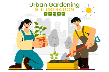 Urban Gardening Illustration Pack