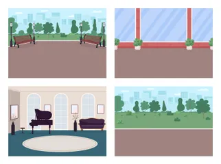 Urban Street And Luxury House Illustration Pack
