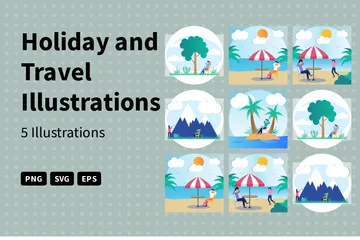 Urlaub und Reisen Illustrationspack