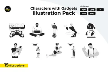Usando gadgets Paquete de Ilustraciones