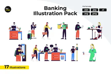 Using Bank Mobile App Illustration Pack