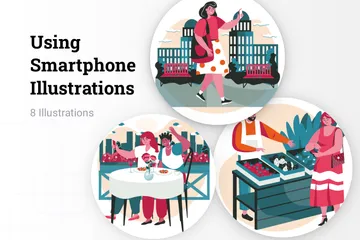 Using Smartphone Illustration Pack