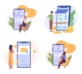 Utilisateurs de téléphones mobiles Pack d'Illustrations