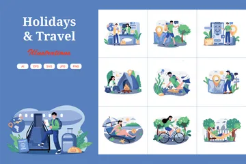 Vacaciones y viajes Paquete de Ilustraciones